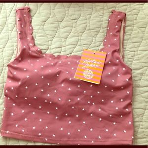 Kortni Jeane Scalloped Red Star Swim Top